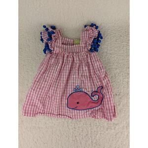 NWT Classic Whimsy Pink Check Applique Whale Dress / Jumper Girl's Size 12 Month